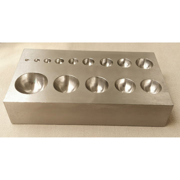 Flat Steel Dapping Block with 14 Half-Sphere Depressions, 125 x 65 mm | Dapping Block | Toolsmith Ltd UK
