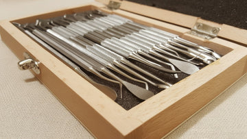 Stainless Steel Wax & Clay Carver Set, 16 Double-Ended Tools in Wooden Box | Wax Carver Set | Toolsmith Ltd UK