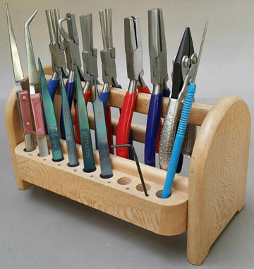 Wooden Pliers and Tool Rack Stand, Deluxe Jewellery Work Bench Organiser, 22.9 cm L x 10.2 cm W x 12.7 cm H | Jewellery Making Tools | Toolsmith Ltd UK
