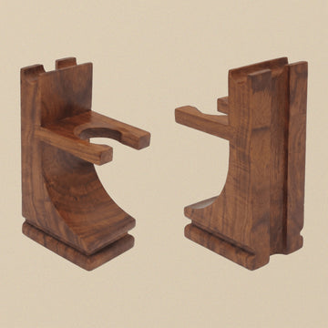 Wooden Razor & Shaving Brush Stand, Walnut Finish | Shaving Stand | Toolsmith Ltd UK
