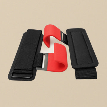 Weight Lifting Wrist Hook Straps, Red & Black, Padded, Pair, for Power Lifting | Fitness & Gym Equipment | Toolsmith Ltd UK