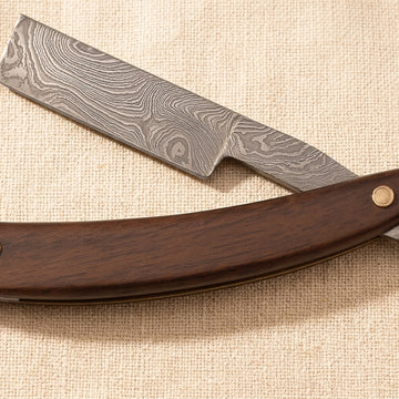 Damascus Steel Straight Razor with 70 mm Blade and Rosewood Handle | Straight Razor | Toolsmith Ltd UK