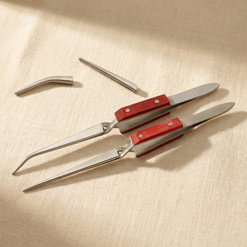 2 Piece Set, Reverse Cross Action Self-Grip Tweezers for Soldering, Straight and Curved Tops, Jewellery, Crafts and Beads | Watch & Clock Tools | Toolsmith Ltd UK