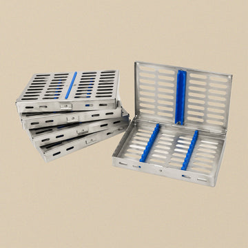 Sterilisation Cassette Tray Set (5-Pack), 10-Instrument Capacity, 18cm | Dental Instruments | Toolsmith Ltd UK