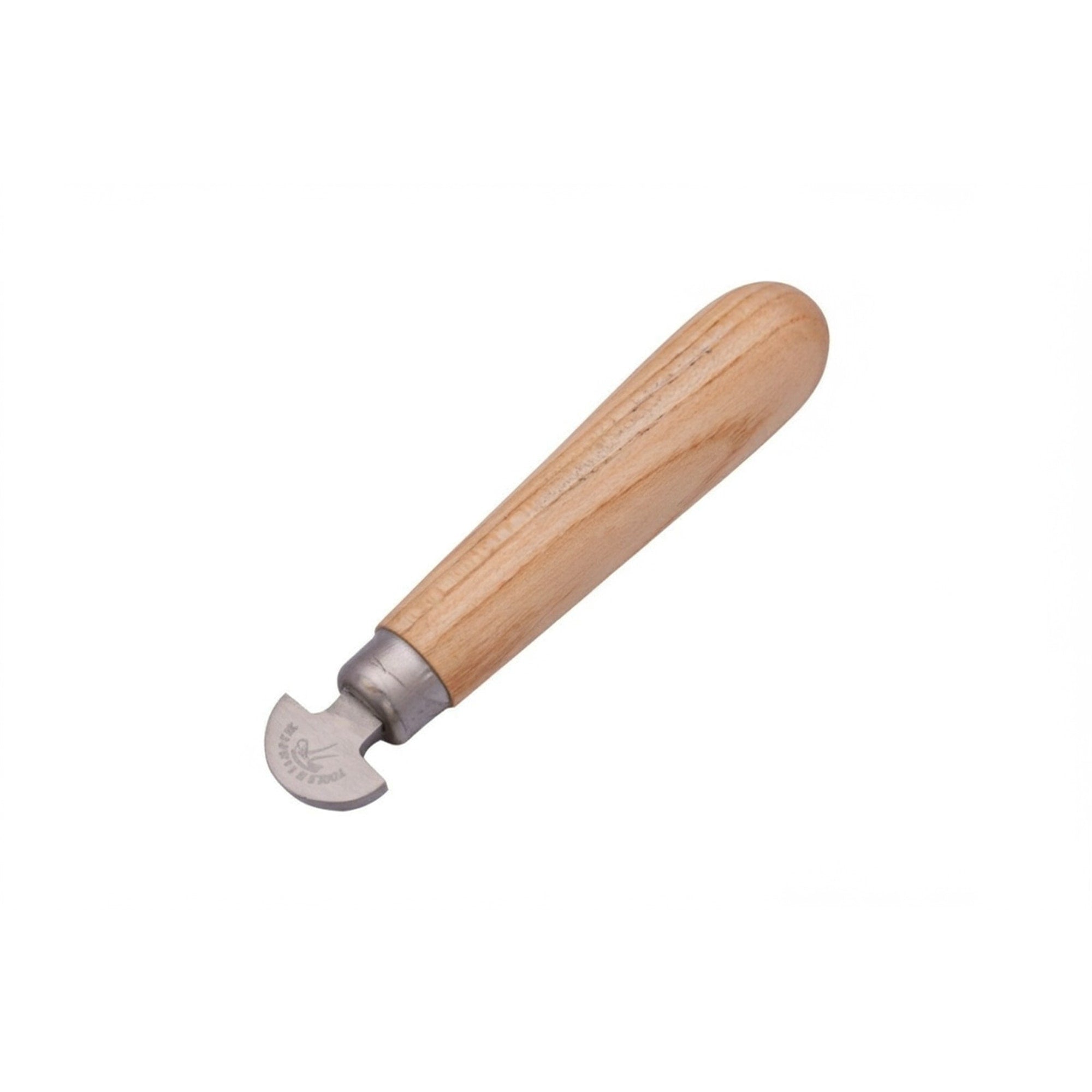 A bezel roller with a hardwood handle and a polished steel half-round head, shown on a white background.