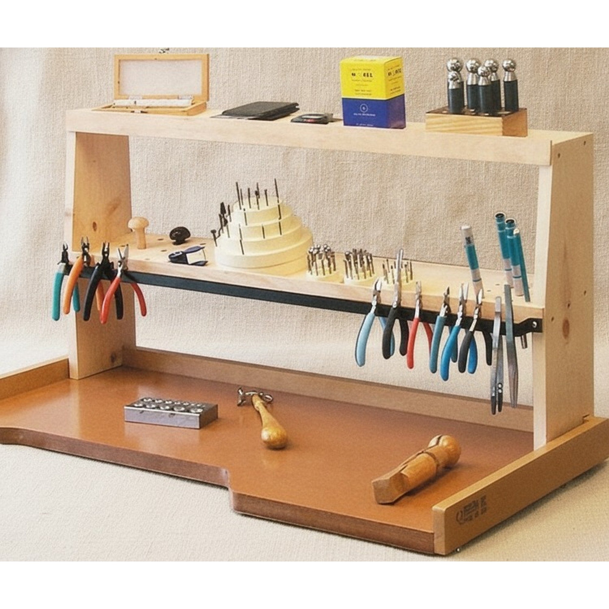 Jeweller's Wooden Benchtop Shelf and Tool Organiser, 35-inch / 890 mm | Bench Organiser | Toolsmith Ltd UK