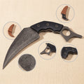 Hand-Forged Karambit Knife in Raindrop Damascus Steel with Black Micarta Handle | Knife | Toolsmith Ltd UK