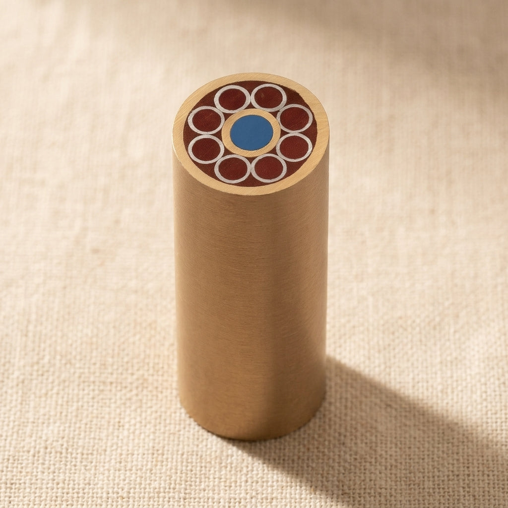 Mosaic Pin, 2 Inch (50mm), 8mm Diameter, Brass and Copper Cross Pattern (MP-004) | Mosaic Pin | Toolsmith Ltd UK