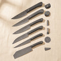 Damascus Steel 6-Piece Chef Knife Set with Black Micarta Handles & Leather Sheaths | Knife Set | Toolsmith Ltd UK