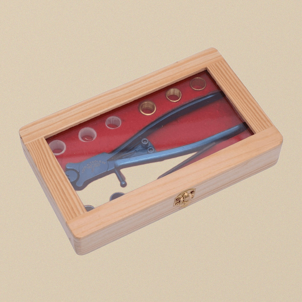 Blue Ring & Bracelet Bending/ Flat Stock Jewellery Making Pliers Set, with 8 Sleeves, Wooden Storage Box, Forming, Shaping & Modelling Tool with Allen Key | Jewellery Making Tools | Toolsmith Ltd UK