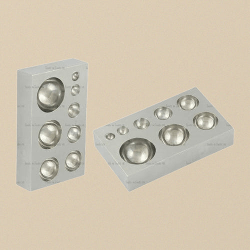 1 x Mini Flat Steel Dapping Block/ Plate with 8 Full Half Spheres for Jewellery Crafts, 3-1/2” L x 2” W x 1” H | Jewellery Making Tools | Toolsmith Ltd UK