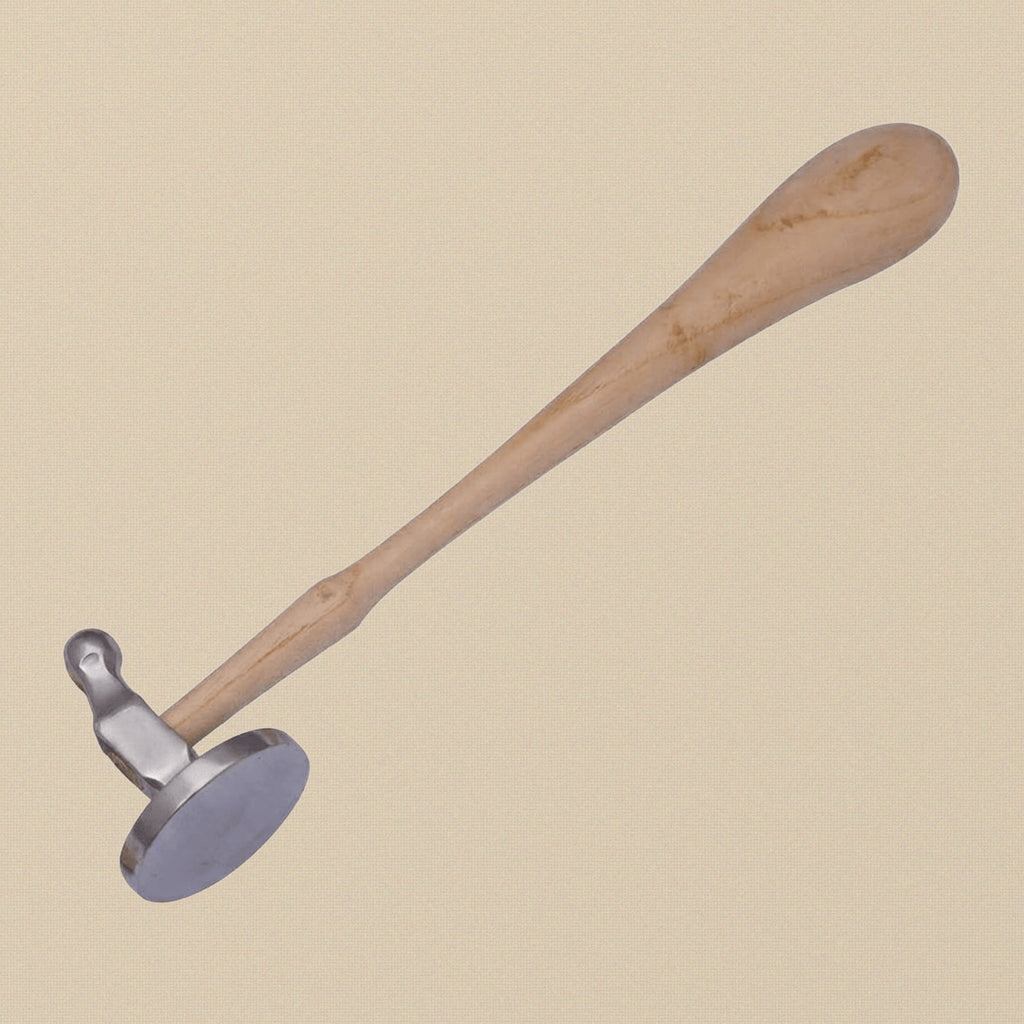 45mm Bow and Flat Face Chasing Hammer, Jewellery Crafts Hobby Repousse Silversmith Tool with Wooden Handle | Jewellery Making Tools | Toolsmith Ltd UK