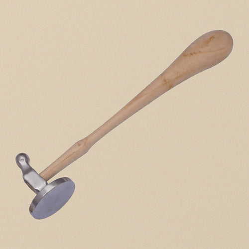 45mm Bow and Flat Face Chasing Hammer, Jewellery Crafts Hobby Repousse Silversmith Tool with Wooden Handle | Jewellery Making Tools | Toolsmith Ltd UK