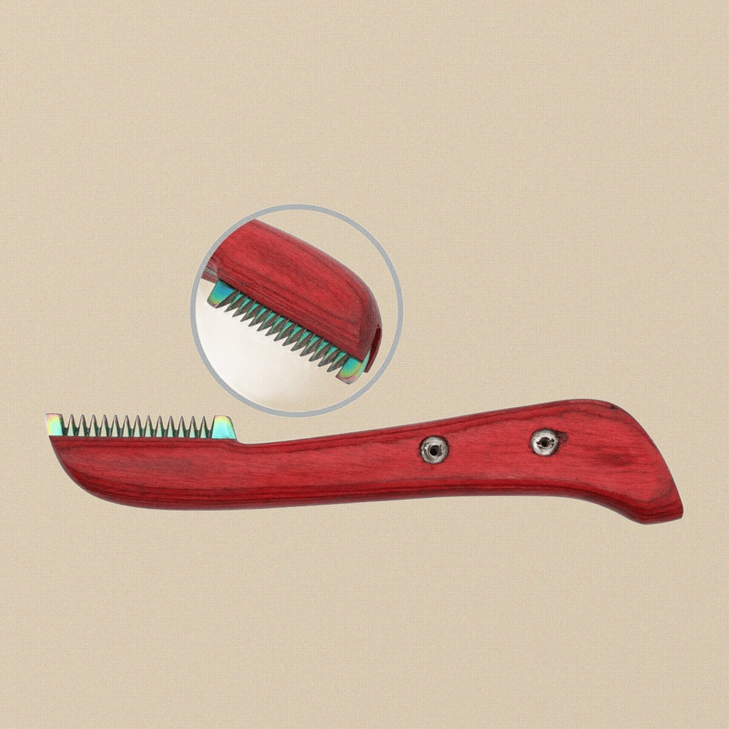 6-Piece Red Multi Blade Pet Grooming Stripping Knife Set, Stainless Steel Right Handed Combs, Wood Handle, Dog Cat Brushes with Storage Box | Pet Grooming Tools | Toolsmith Ltd UK