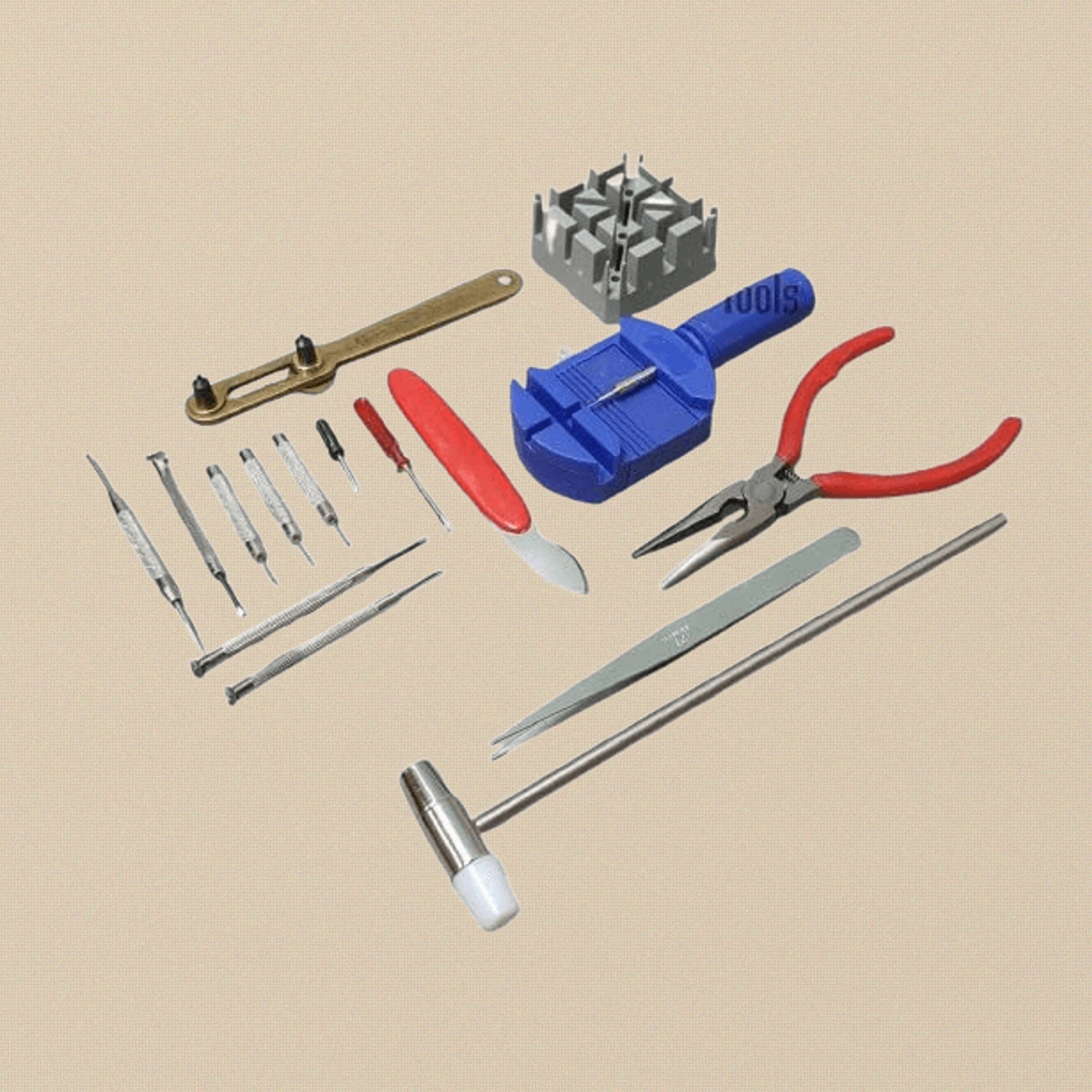 Watch Repair Tool Kit, 16-Piece Set with Pin Remover and Wrist Strap Adjuster | Watch & Clock Tools | Toolsmith Ltd UK