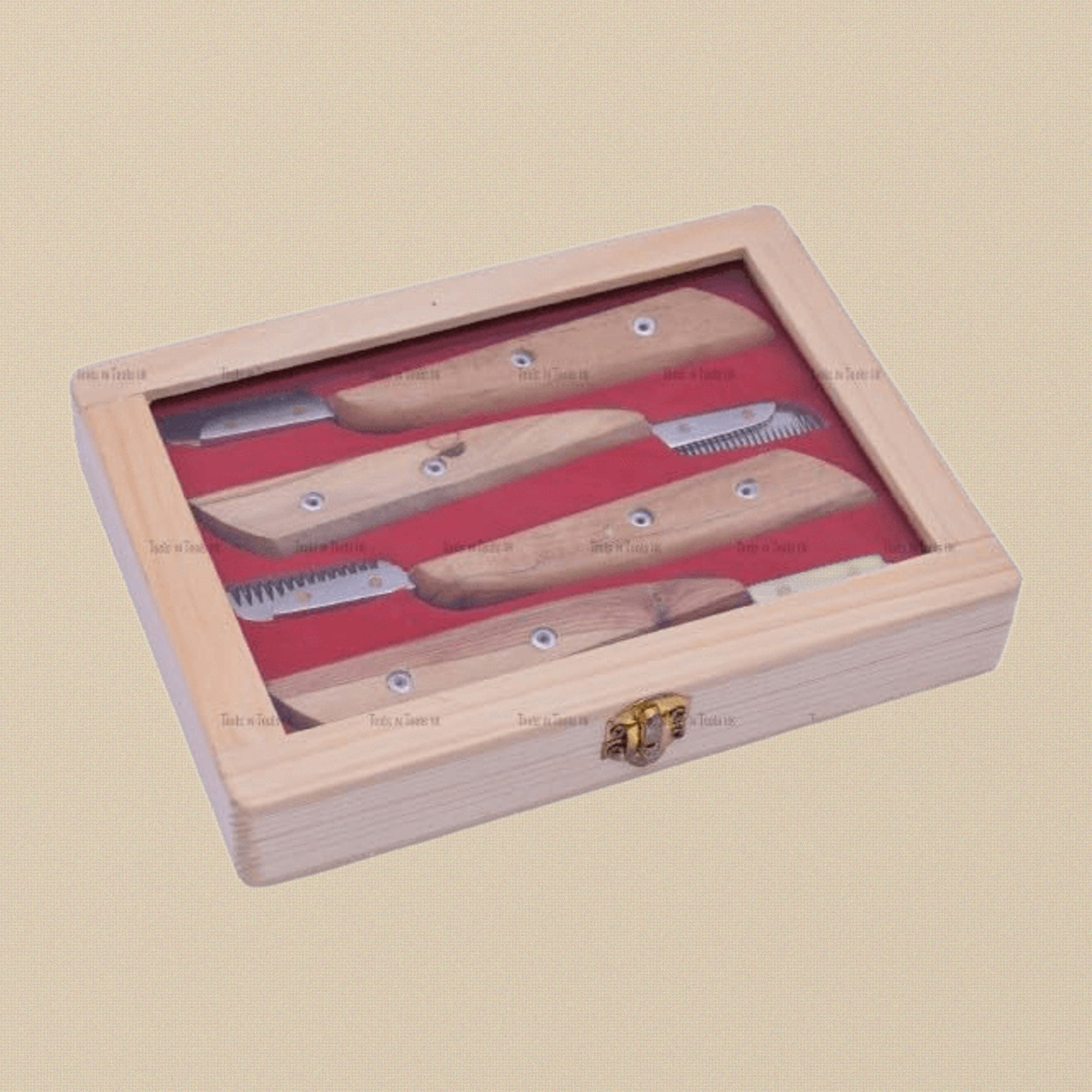 4-Piece Pet Stripping Knife Set, Stainless Steel Right Handed Design, Wooden Handle Carding Combs for Dog, Cat, Fox and Terrier Grooming with Box, S Fine, Fine, Medium & Coarse Sizes | Pet Grooming Tools | Toolsmith Ltd UK