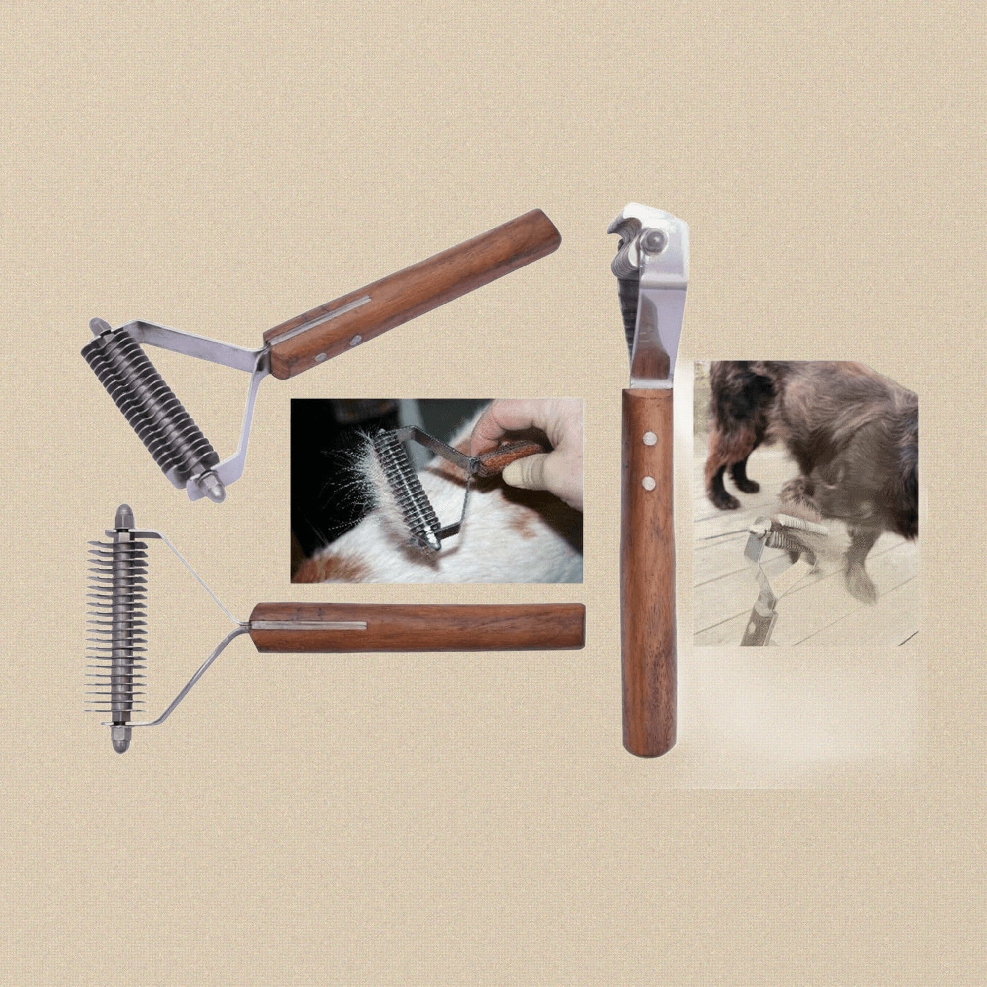 20 Blade Pet Grooming Dematting Tool, Dogs and Cats Hair Stripper/ Brush with Wooden Handle, Metal Spring Design for Pets Fur Removal Comb | Pet Grooming Tools | Toolsmith Ltd UK