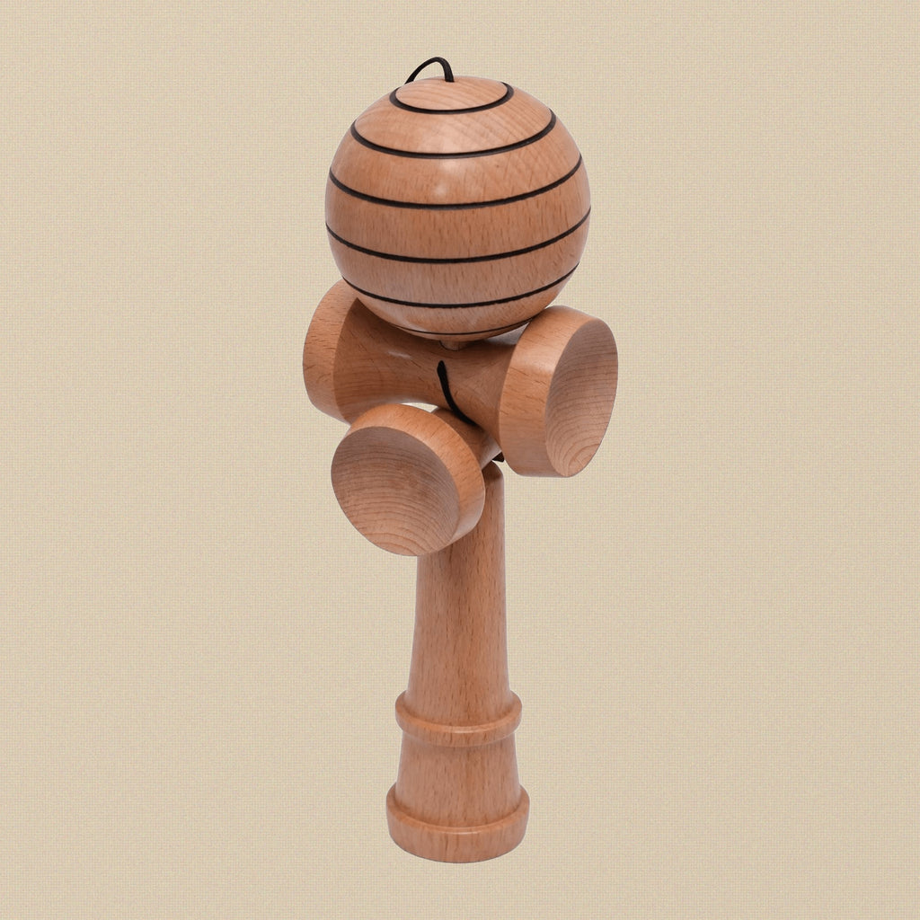 Professional Wooden Kendama Toy, Beech Wood, 5-Way Black Lining Design, Competition Style, Glistening Finish | Hobby & Craft Tools | Toolsmith Ltd UK