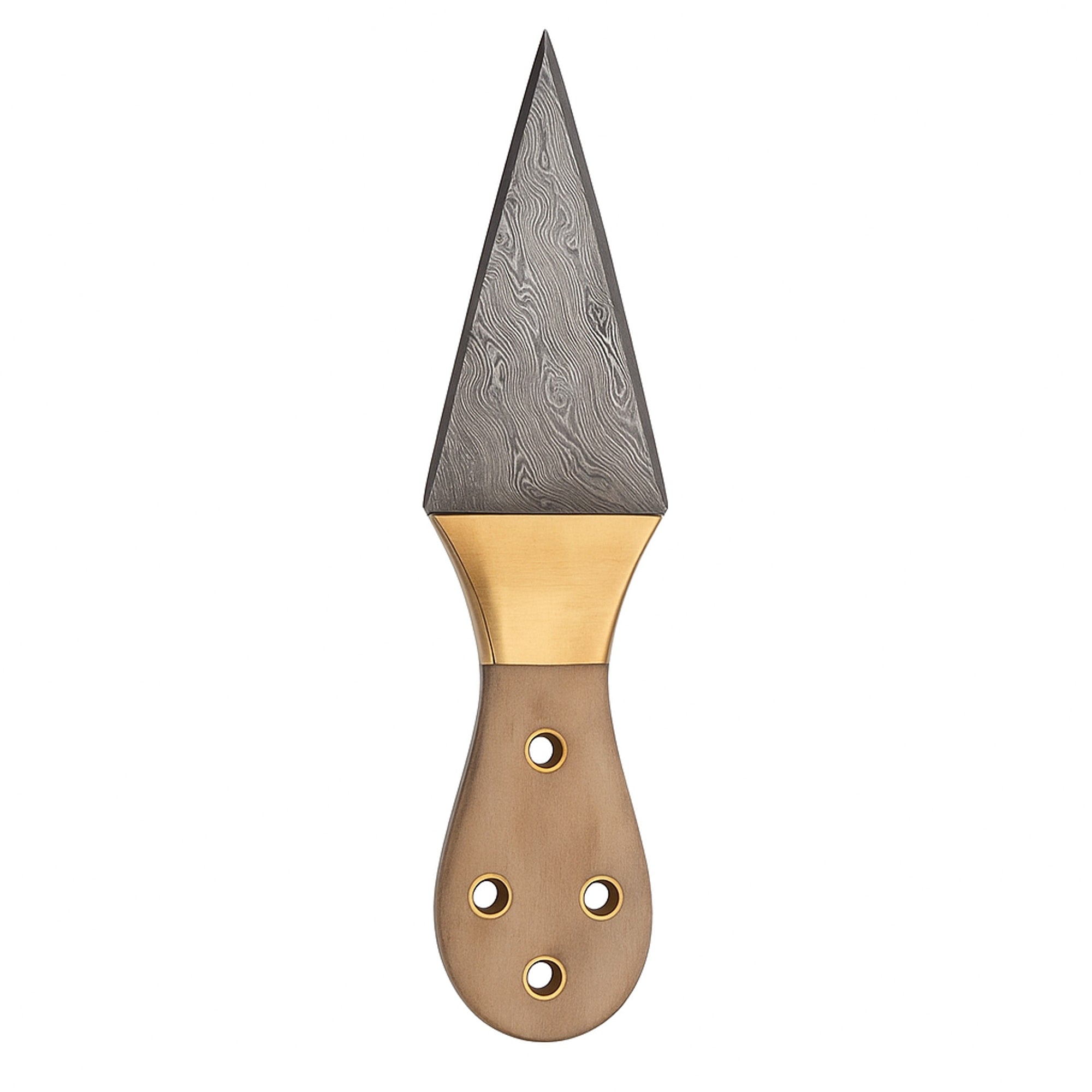 Damascus Steel Dagger, 216mm, with Bone-and-Brass Handle and Leather Sheath | Dagger | Toolsmith Ltd UK