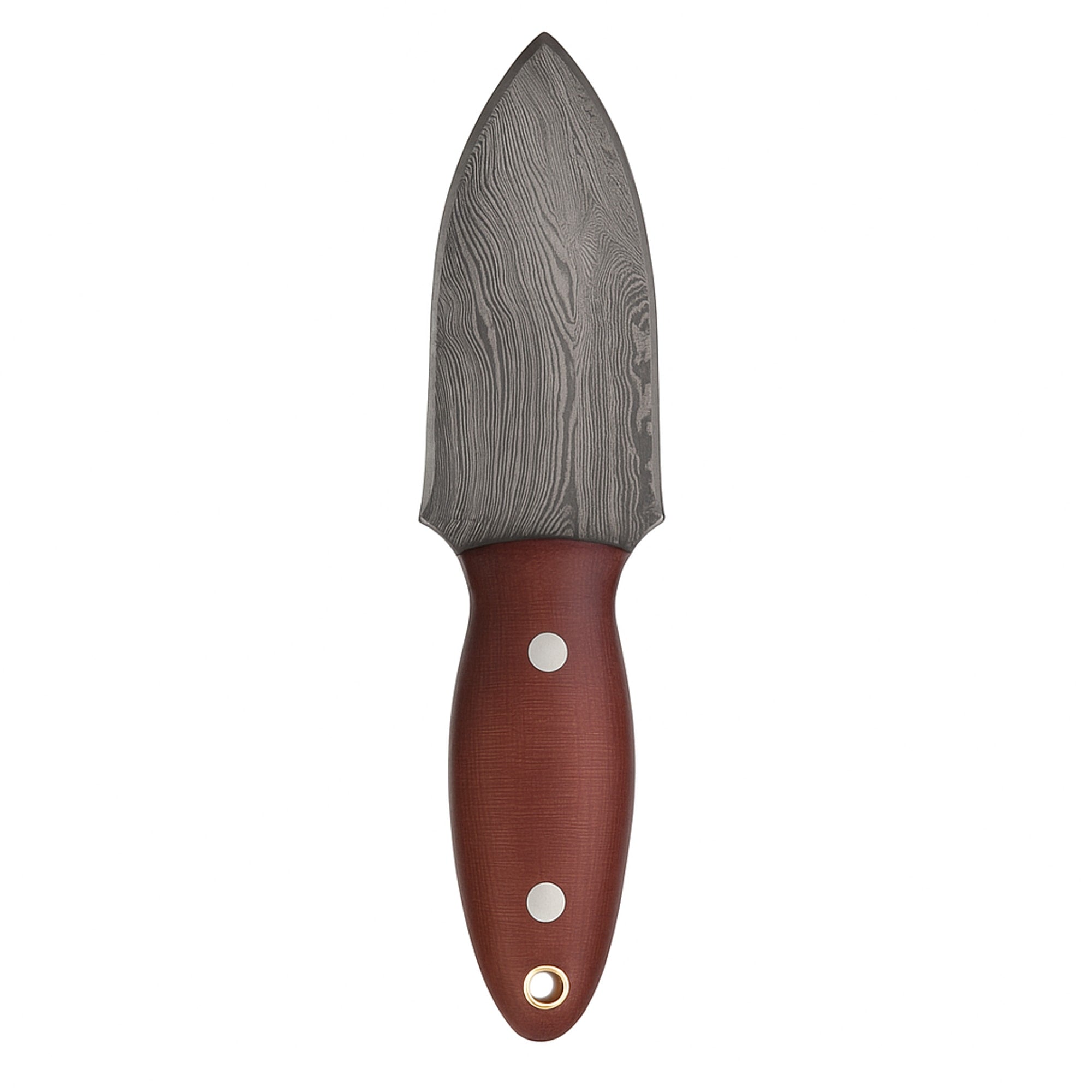 Fixed Blade Dagger with 114mm Damascus Steel Blade and Red Micarta Handle | Fixed Blade Knife | Toolsmith Ltd UK