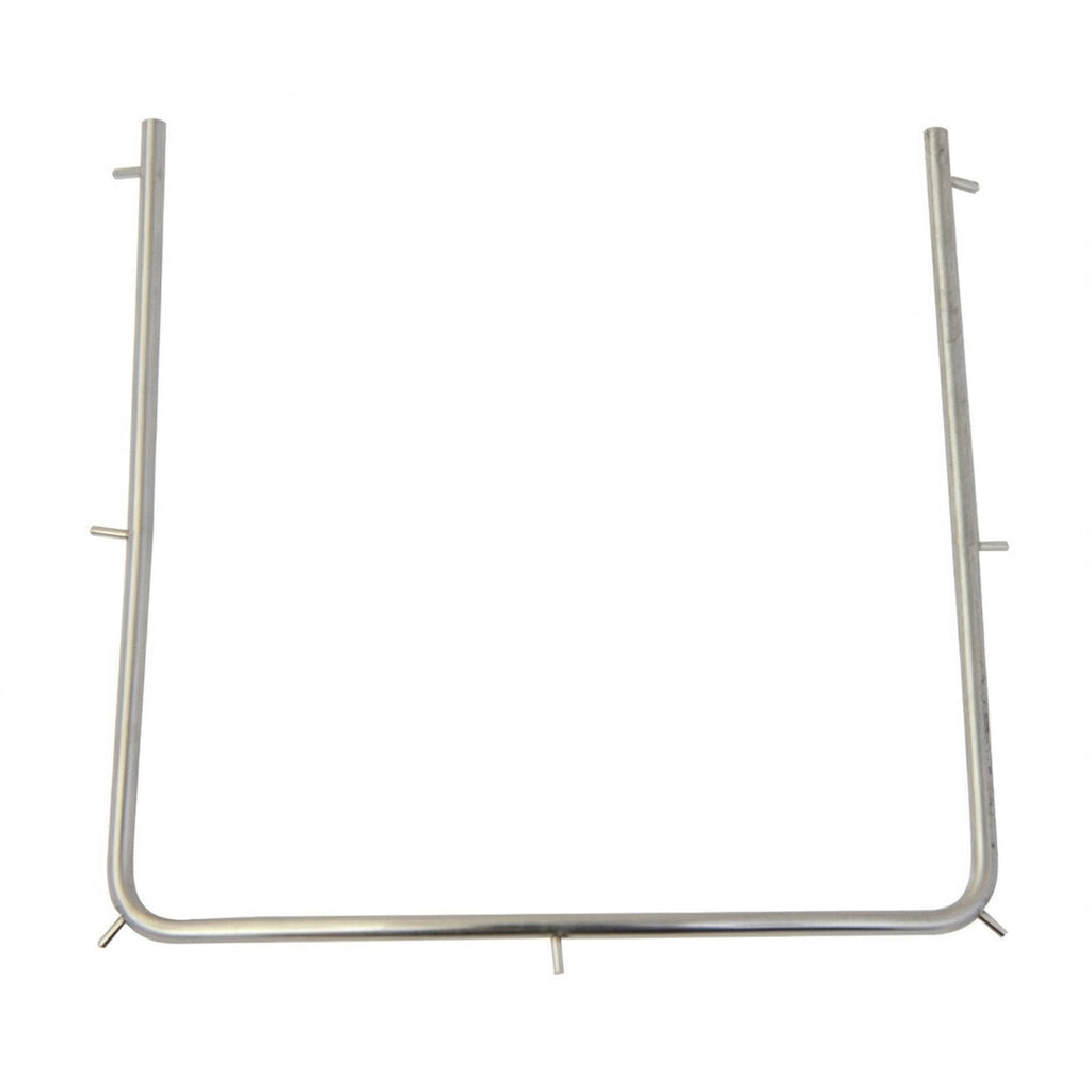 Side profile of the rubber dam frame, showing the pins for holding the sheet.