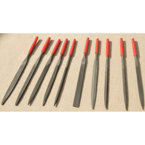10-Piece Bearing Steel Needle File Set, 140mm, with Soft-Grip Handles in Pouch | Needle File Set | Toolsmith Ltd UK