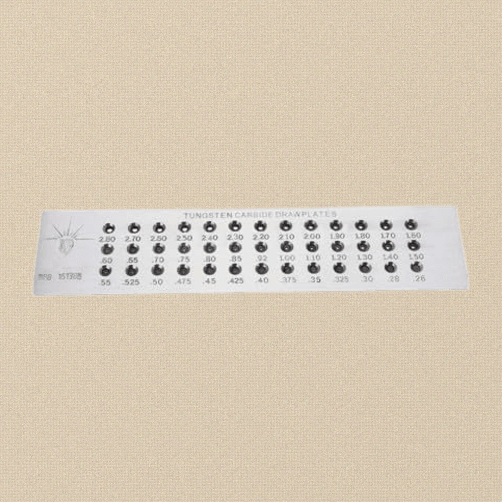 Tungsten Carbide Wire Draw Plate Jewellery Tool, 39 Holes, 0.26-2.80 mm Range, Professional Wires & Metal Working Equipment, 207 x 48 x 5 mm | Jewellery Making Tools | Toolsmith Ltd UK