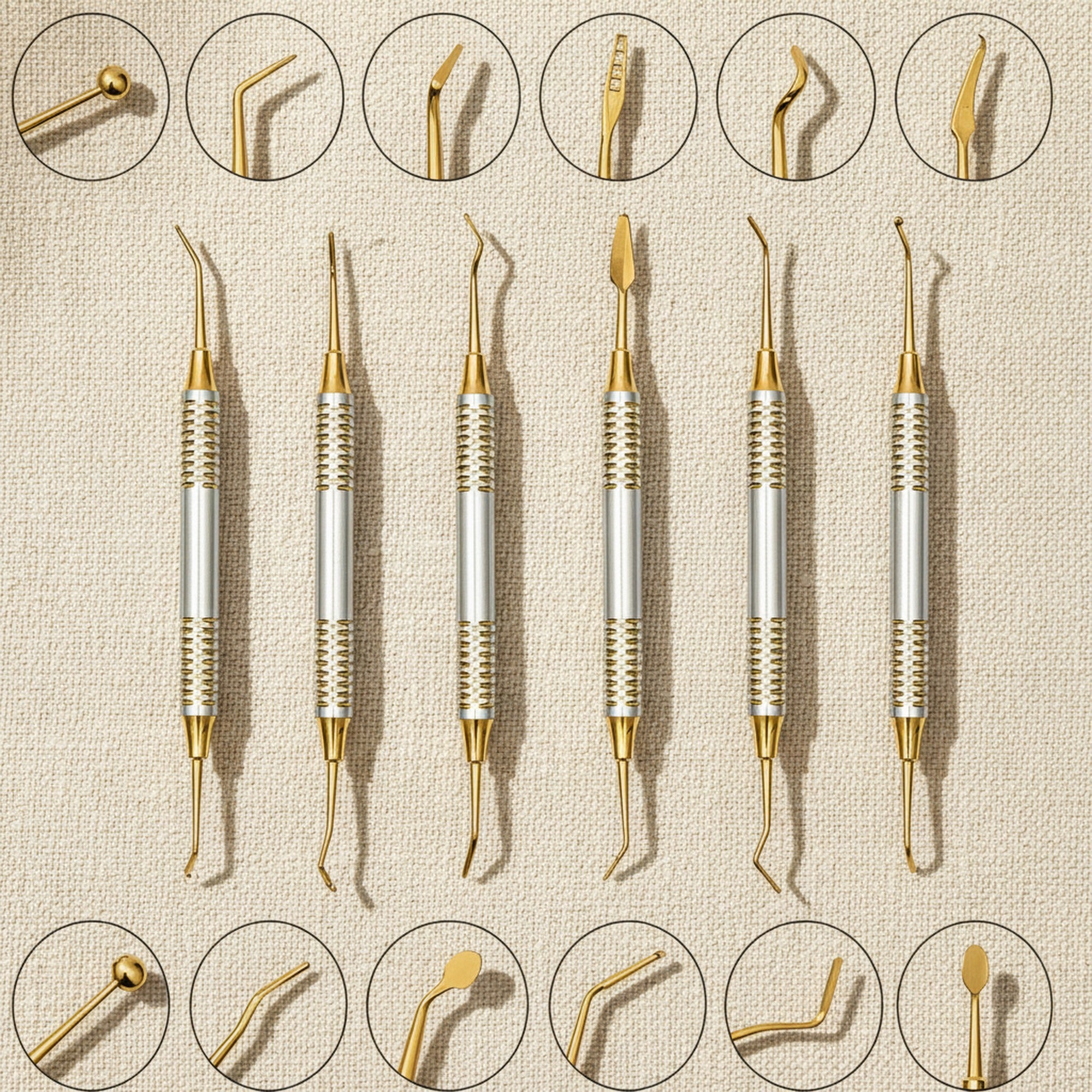Set of 6 Double-Ended Sculpting Tools with Titanium-Coated Non-Stick Tips