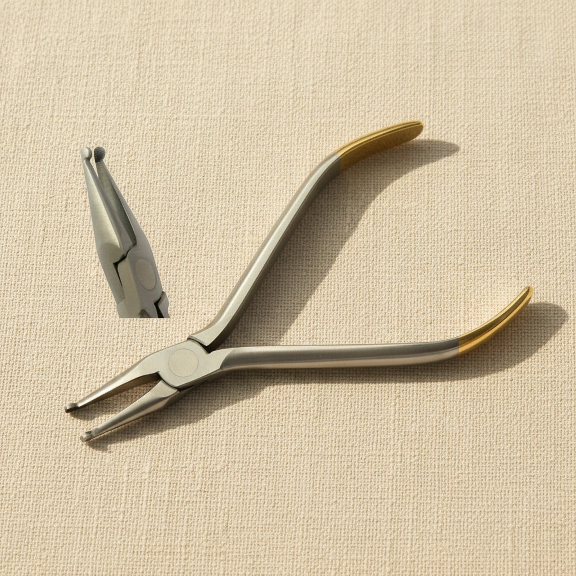 Howe-Style Straight Utility Pliers with 3.5mm Serrated Tips and Gold-Plated Handles, 13cm