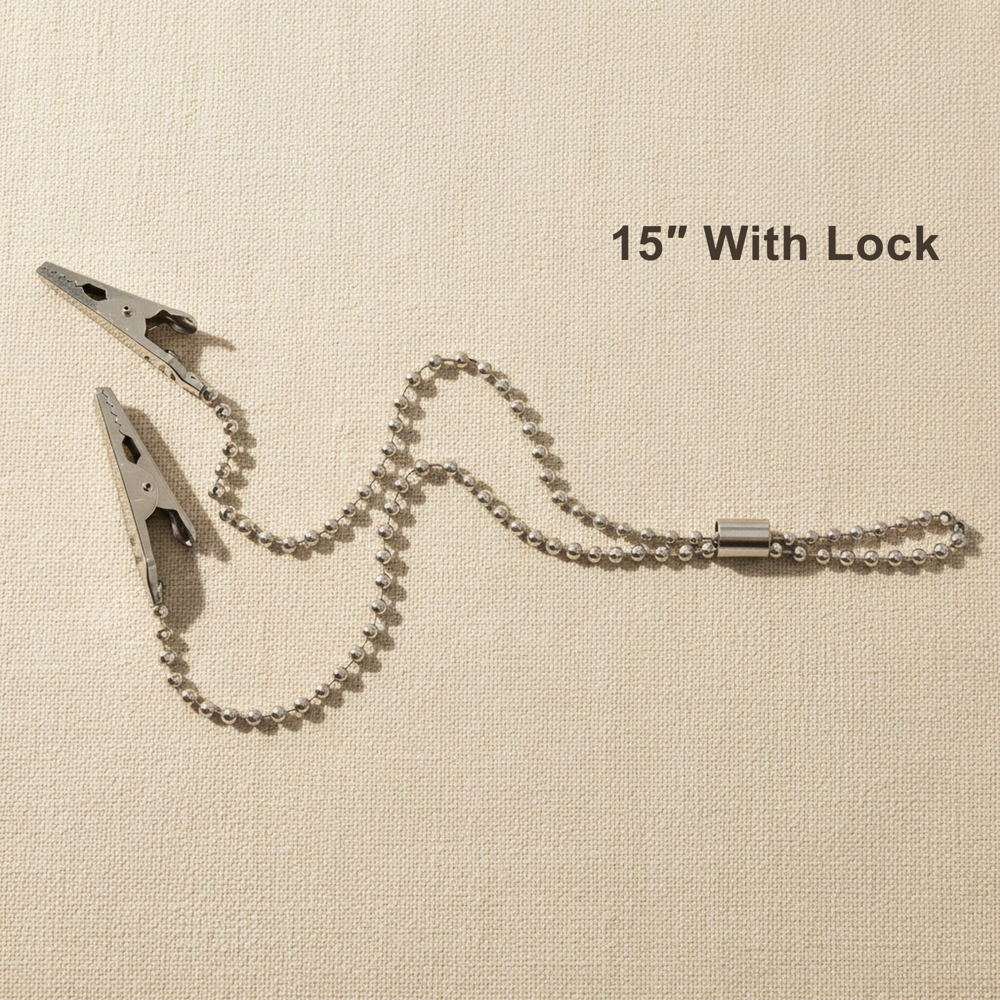 Flexible Holding Chain with Locking Crocodile Clips, 15-inch / 38cm Stainless Steel