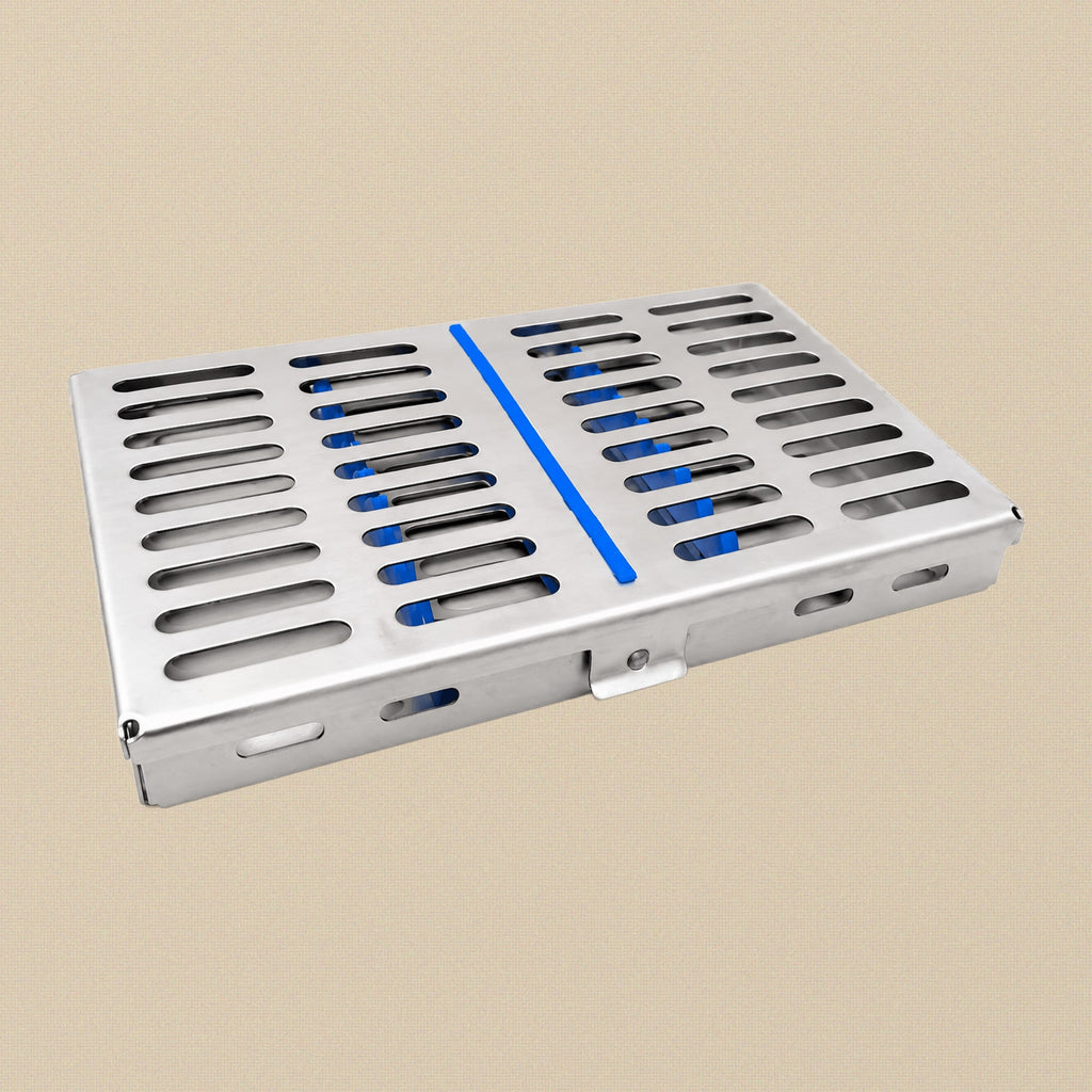 Stainless Steel Sterilisation Cassette for 10 Dental Instruments, 18 x 18.5 cm | Dental Instruments | Toolsmith Ltd UK