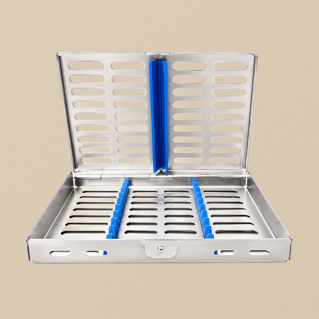 Stainless Steel Sterilisation Cassette for 10 Dental Instruments, 18 x 18.5 cm | Dental Instruments | Toolsmith Ltd UK