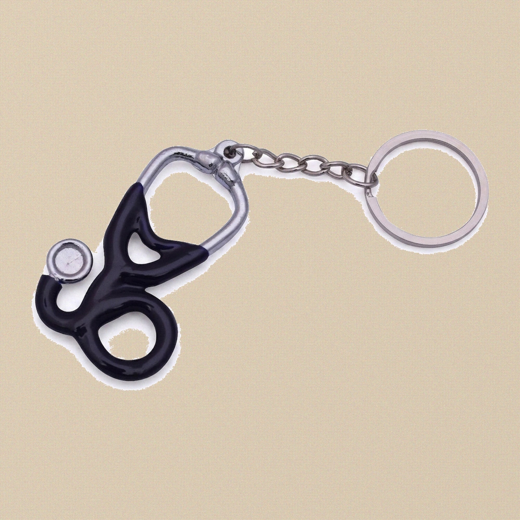 Miniature Dental & Medical Instrument Keyrings in 18 Assorted Styles — Black Stethoscope