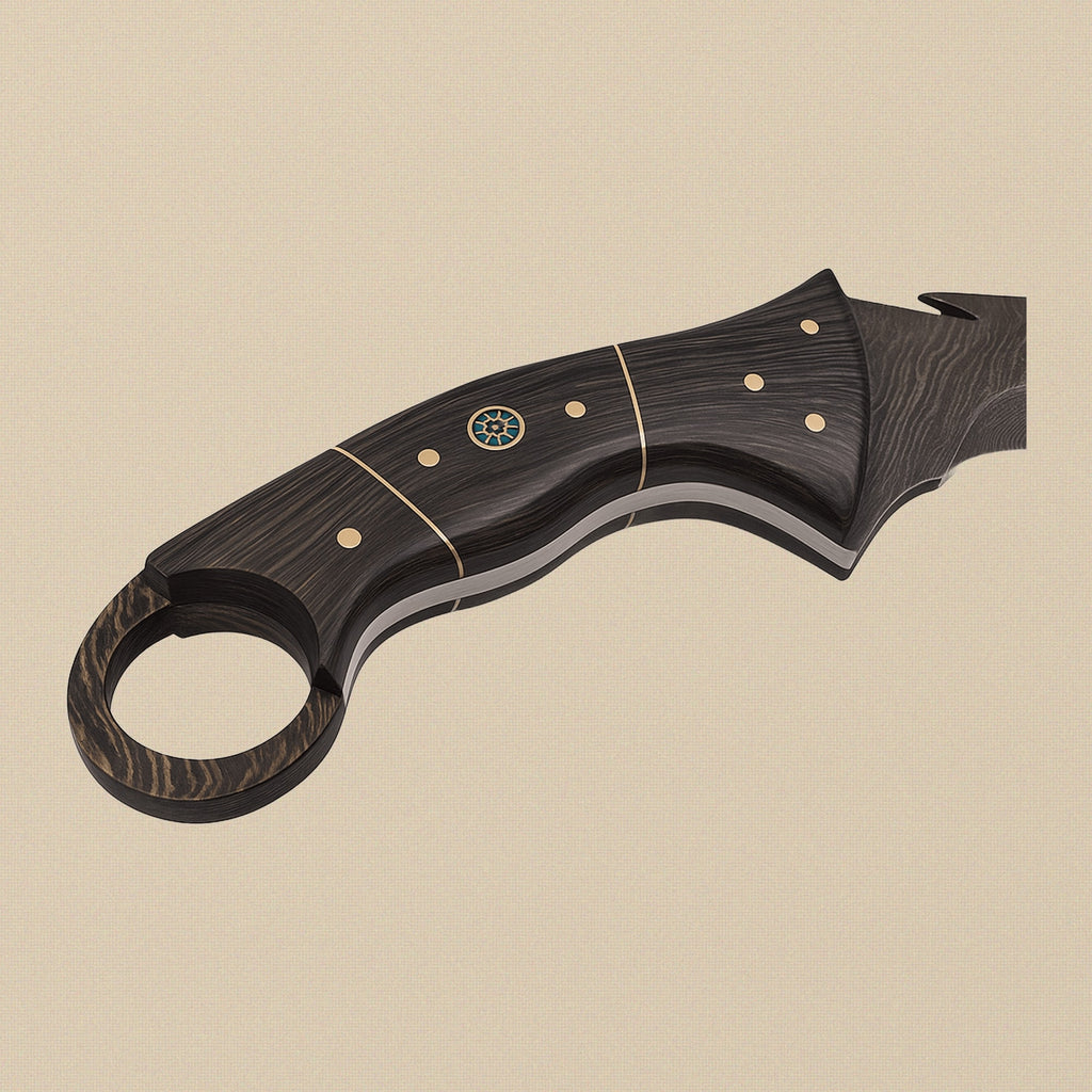 Hand-Forged Karambit Knife, 127mm (5") Damascus Steel Blade with Pakkawood Handle | Knife | Toolsmith Ltd UK