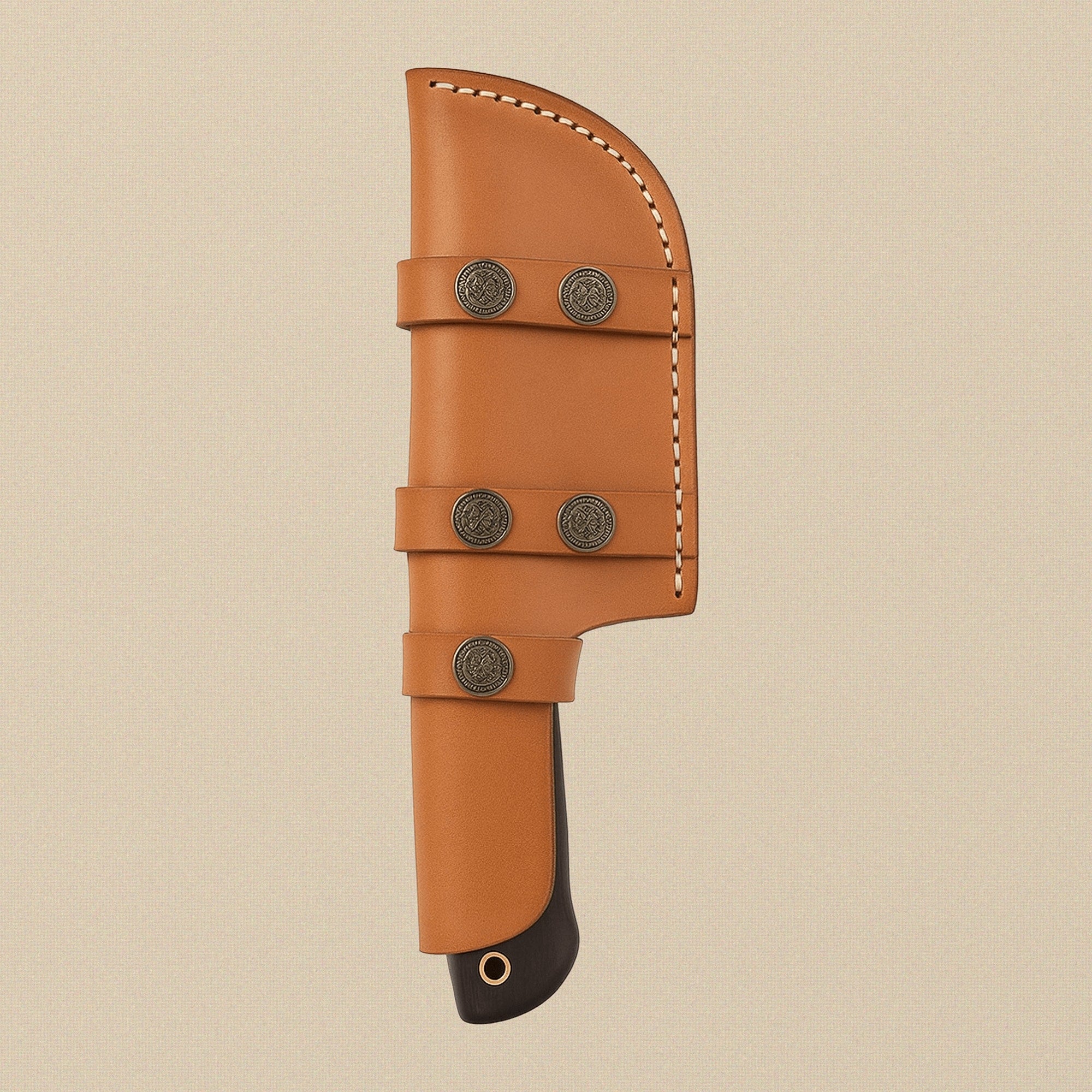 Damascus Steel Tracker Knife with 145 mm Blade, Buffalo Horn Handle and Leather Sheath | Tracker Knife | Toolsmith Ltd UK