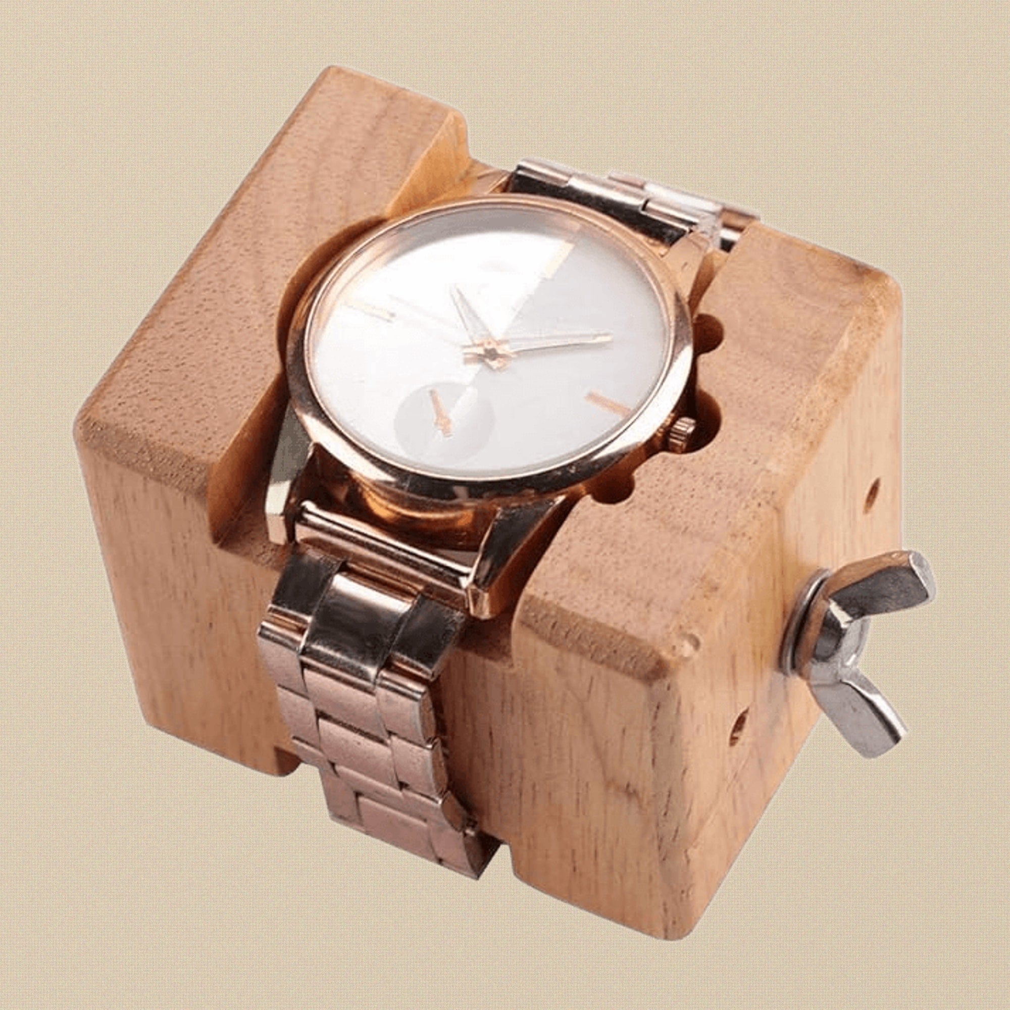Wooden Watch Case Holder Clamp, Movement Repair Watchmaker Block Vise Tool, Rose Wood, 8cm x 5.5cm | Watch & Clock Tools | Toolsmith Ltd UK