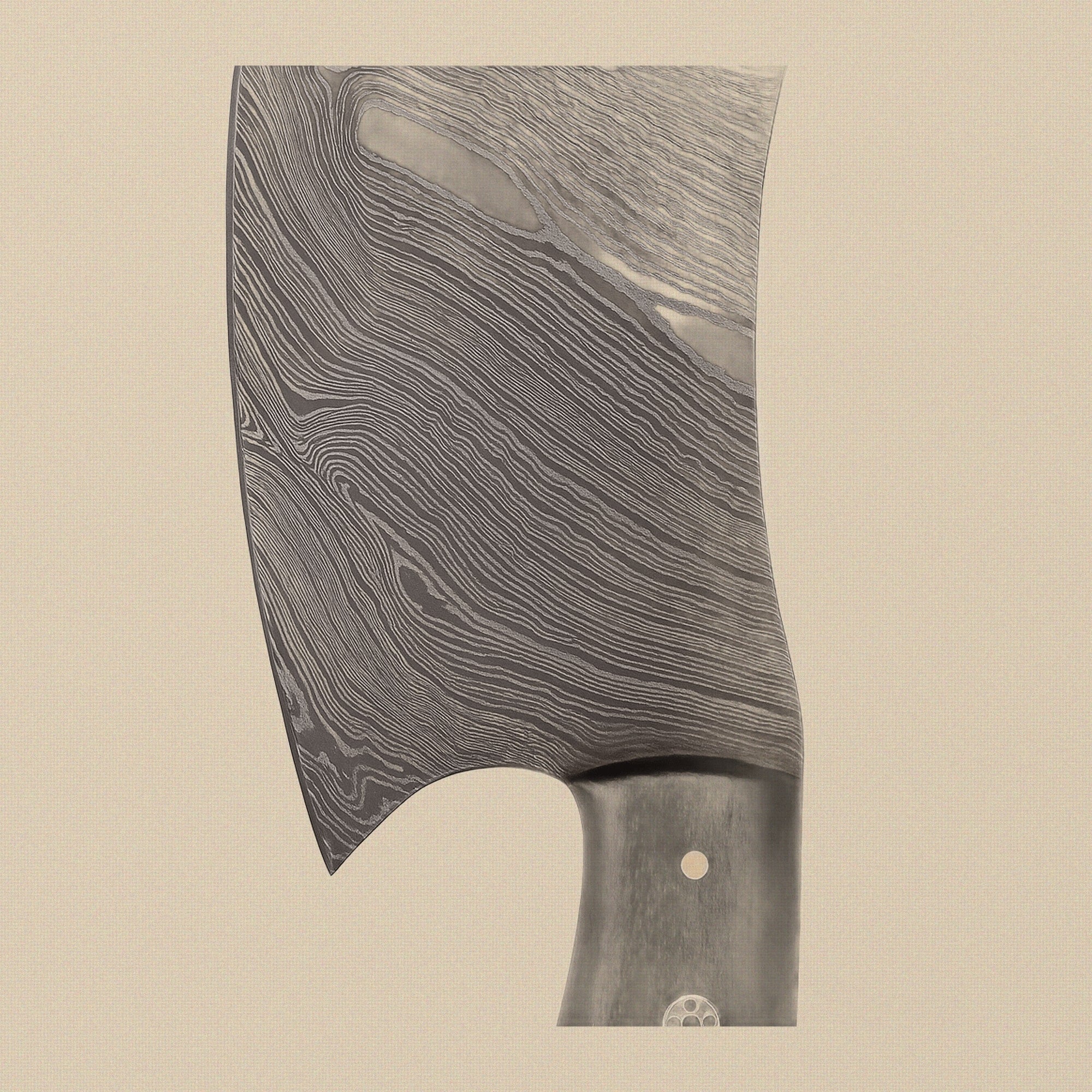 Damascus Steel Mini Axe, 216mm (8.5-inch), with Wood and Brass Handle and Leather Sheath | Axe | Toolsmith Ltd UK