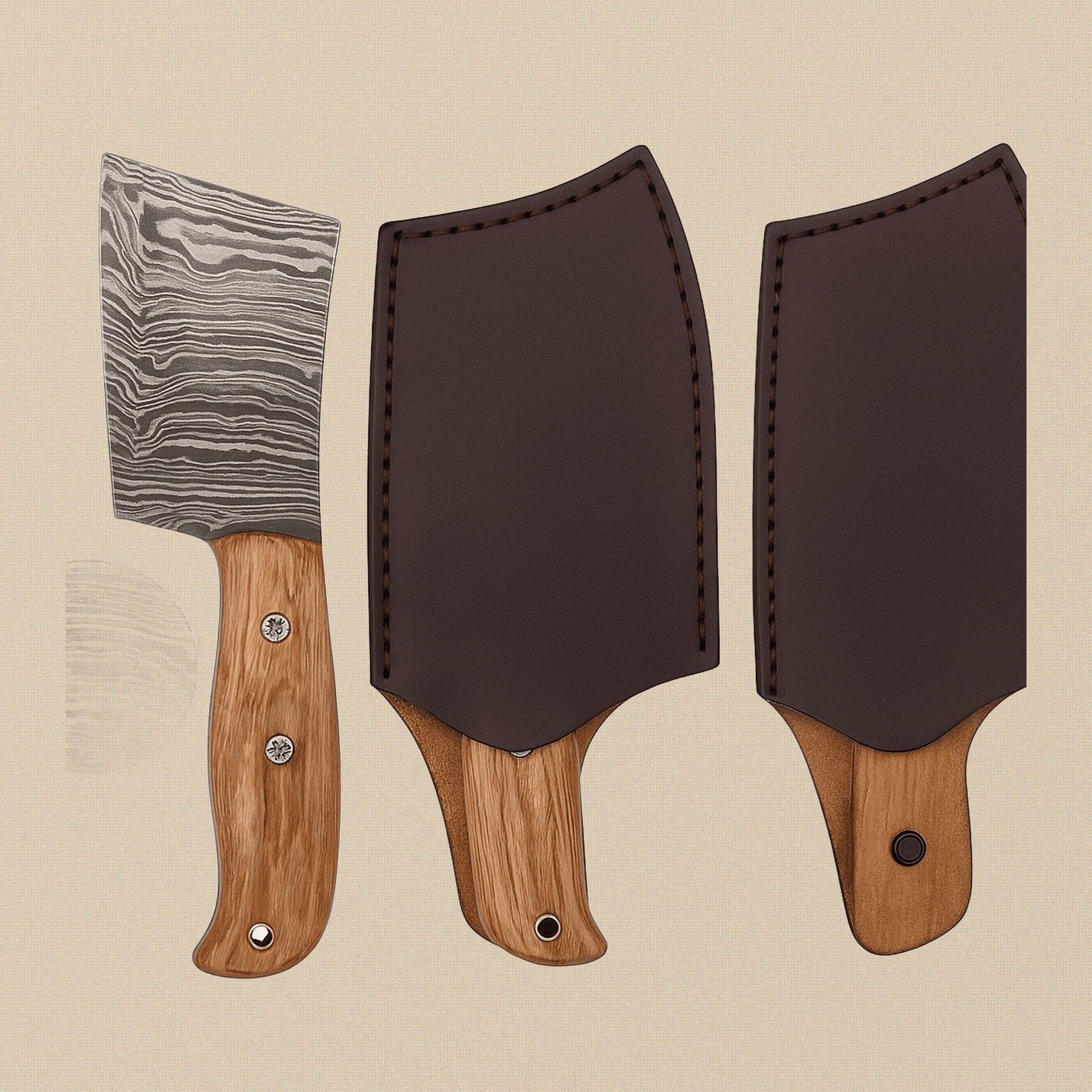 8-inch Damascus Steel Hatchet with Exotic Wood Handle and Leather Sheath | Hatchet | Toolsmith Ltd UK