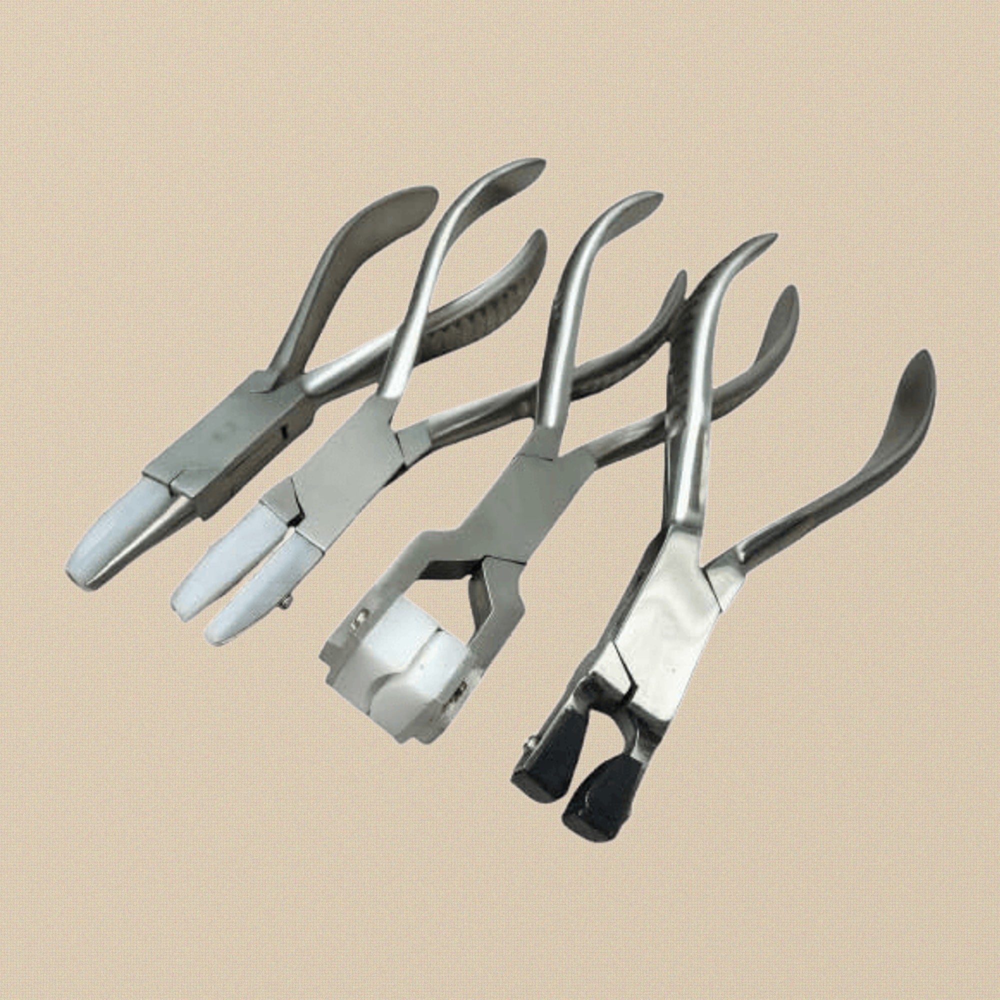 Professional 4-Piece Optical Pliers Set, 5.5-Inch Stainless Steel Round Flat Nylon Curving Compress Tools for Jewellery and Opticians with Carrying Case | Jewellery Making Tools | Toolsmith Ltd UK