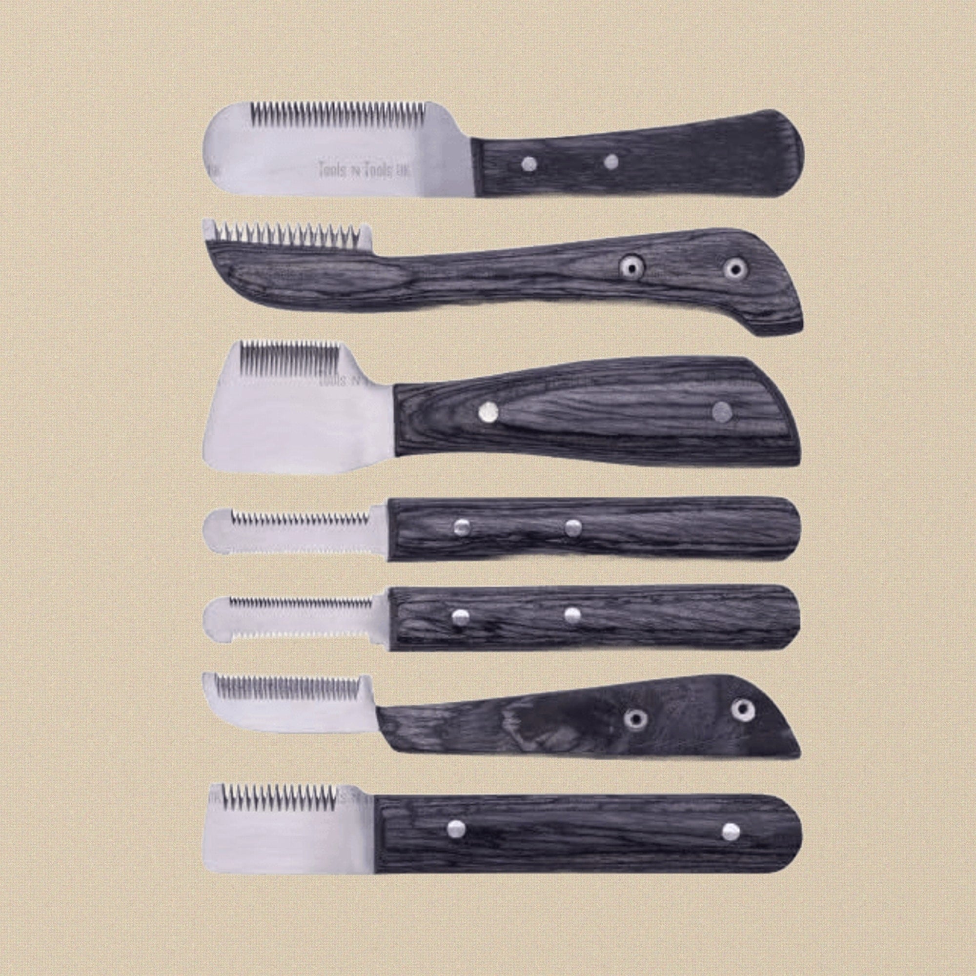 Black Colour 6-Piece Pets Grooming Stripping Knife Set, Brush/ Combs with Wooden Storage Box for Dogs and Cats, Right-Handed Design | Pet Grooming Tools | Toolsmith Ltd UK