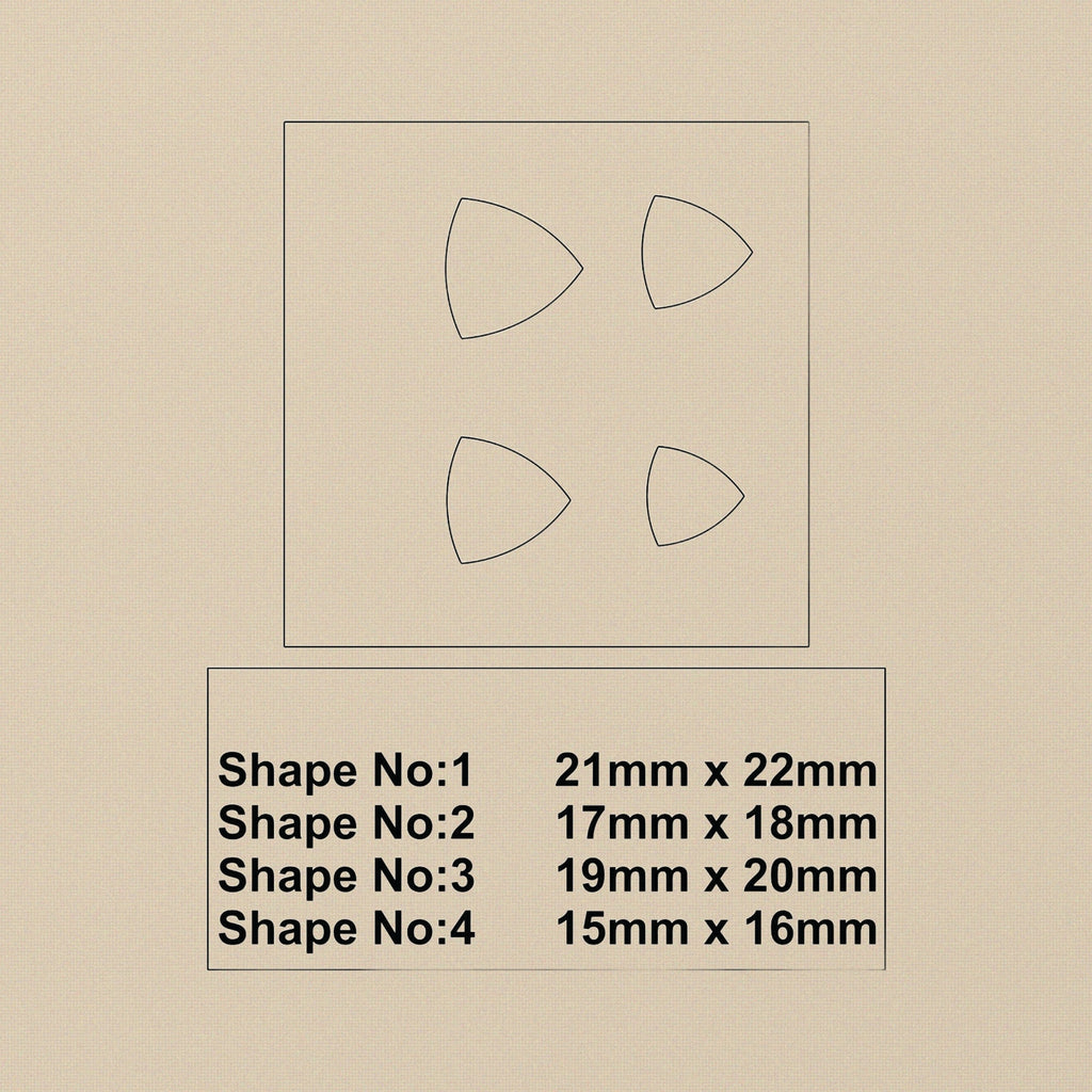 4 Punch Curvilinear Triangle Steel Disc Cutter Set, 4 Sizes 15-22 mm, Jewellery And Crafts Making | Jewellery Making Tools | Toolsmith Ltd UK