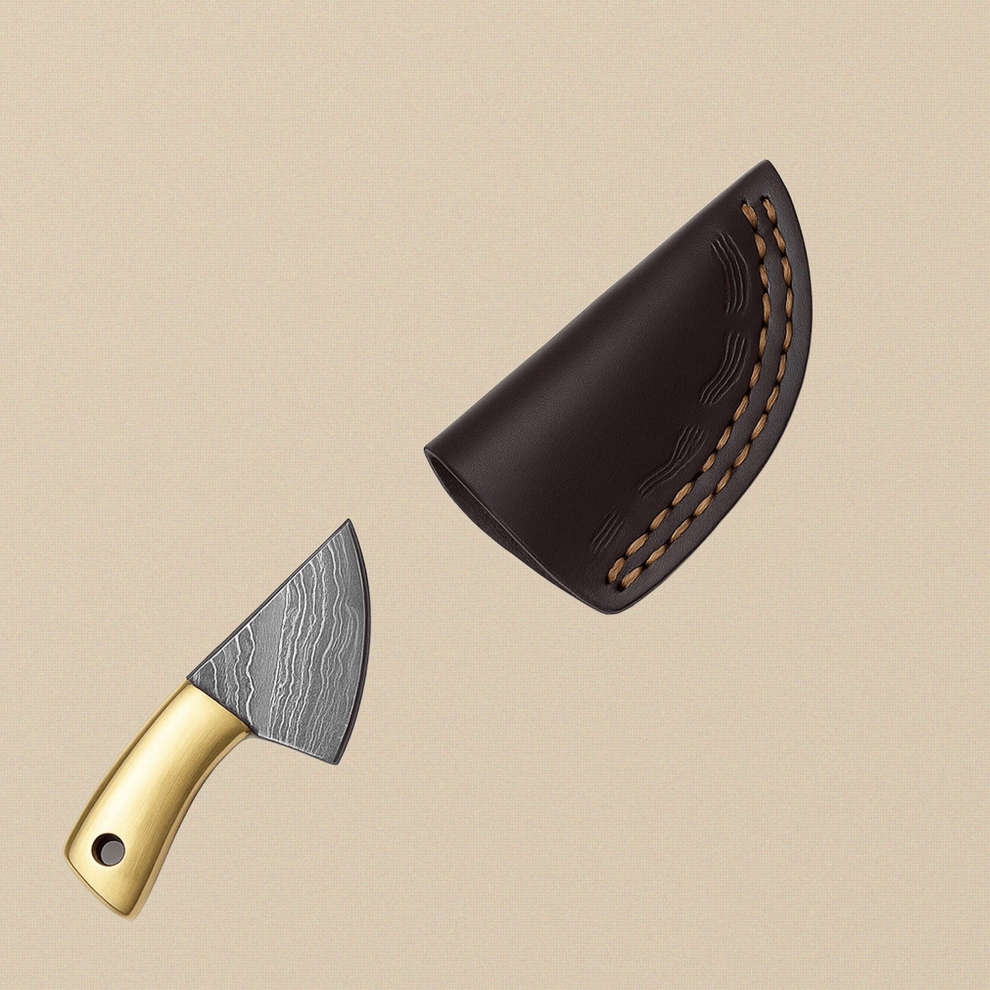 Miniature Damascus Steel Knife Set (4-Piece) with Mixed Handles and Leather Sheath | Knives & Blades | Toolsmith Ltd UK