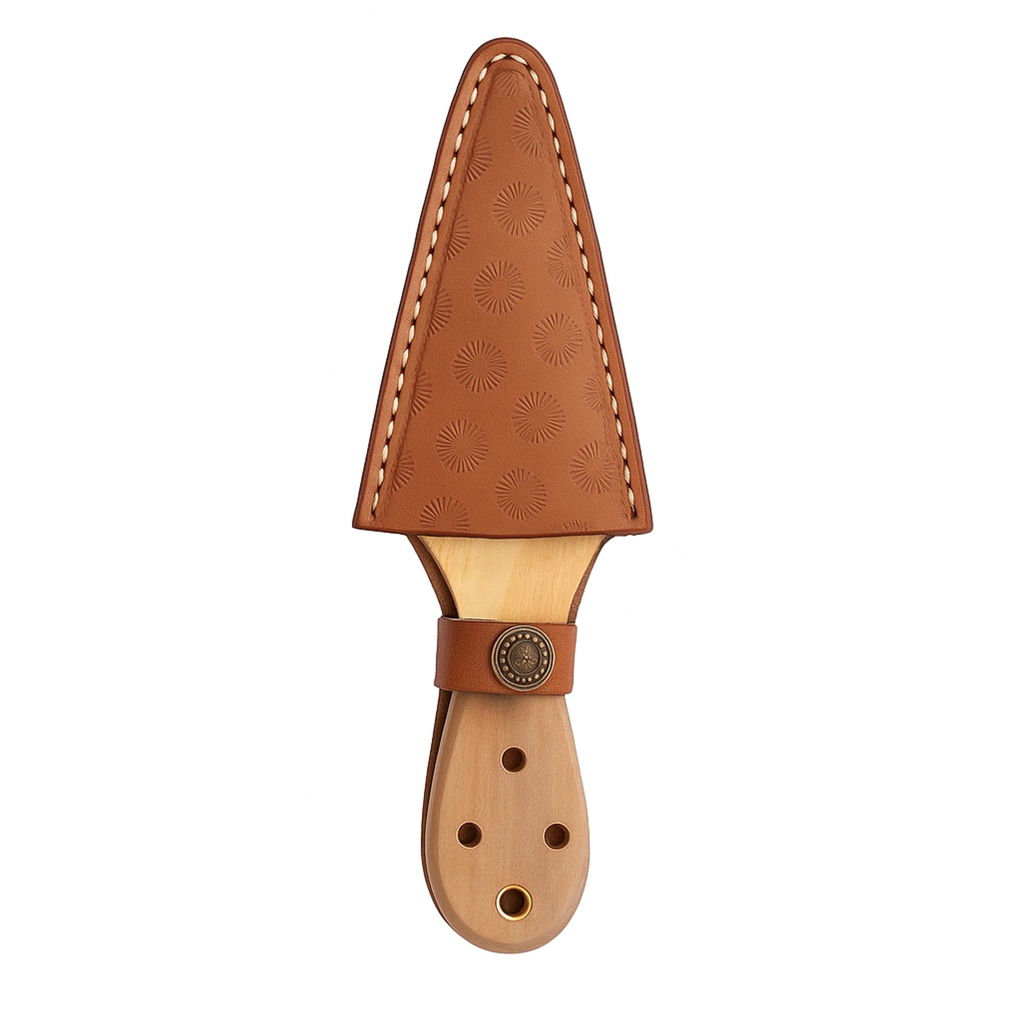 Damascus Steel Dagger, 216mm, with Bone-and-Brass Handle and Leather Sheath | Dagger | Toolsmith Ltd UK