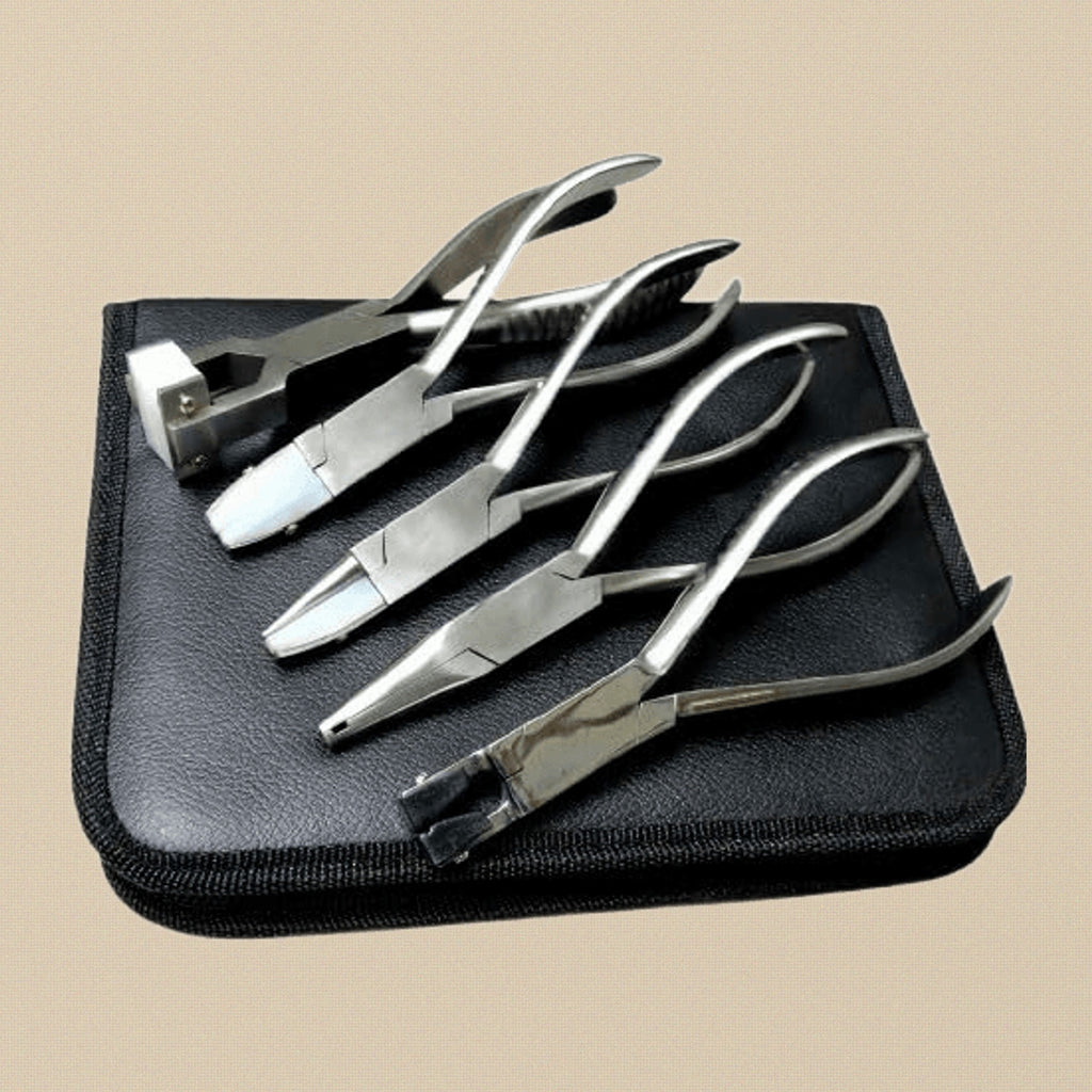 Premium 5-Piece Optical Pliers Set, 5.5-Inch Stainless Steel, Round Flat Nylon Curving Compress Tools for Jewellery and Opticians with Storage Case | Jewellery Making Tools | Toolsmith Ltd UK