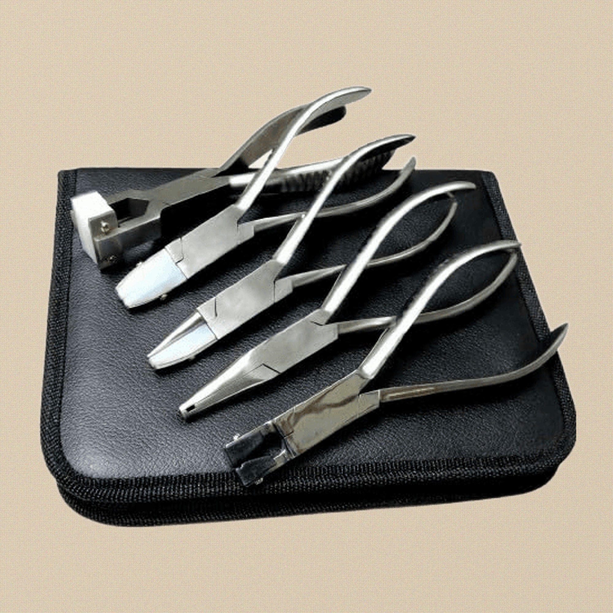 Premium 5-Piece Optical Pliers Set, 5.5-Inch Stainless Steel, Round Flat Nylon Curving Compress Tools for Jewellery and Opticians with Storage Case | Jewellery Making Tools | Toolsmith Ltd UK