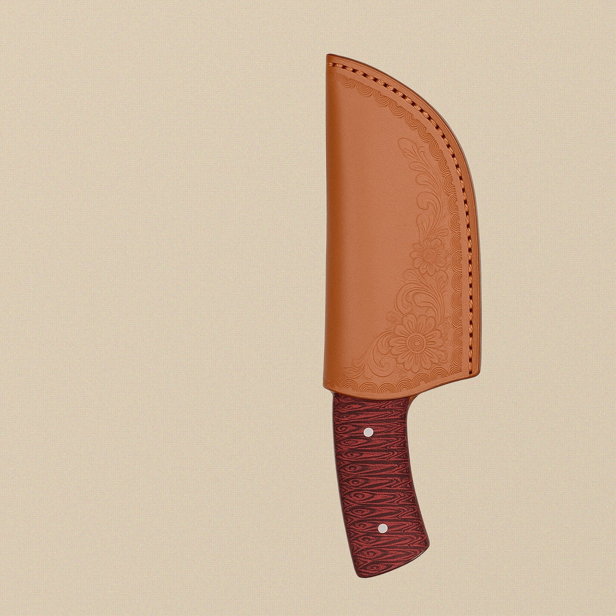 Hand-Forged D2 Steel Skinner Knife with Red Pakkawood Handle and Leather Sheath | Utility Knife | Toolsmith Ltd UK