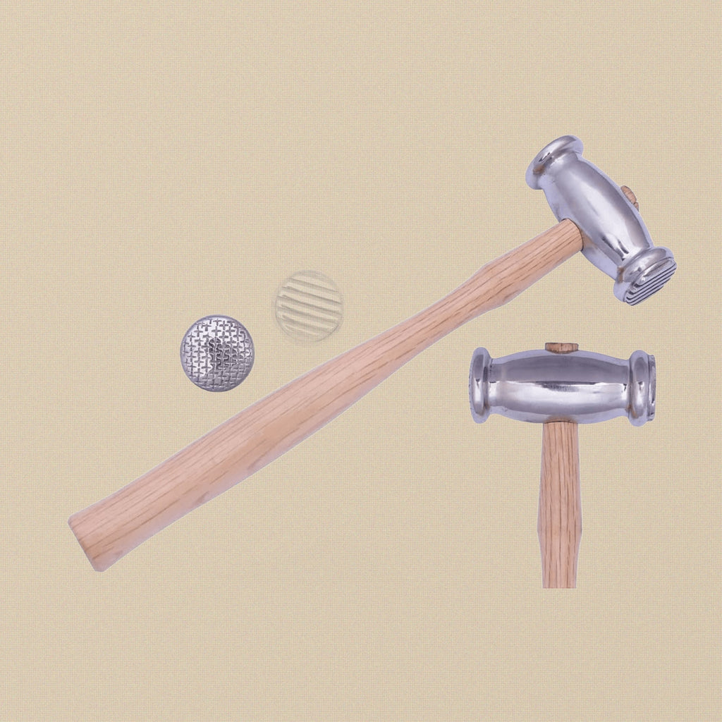 Dual Sided Texturing Hammer with Stripe and Weave Patterns, Metal Smithing Tool for Jewellery Crafts and Repousse Work | Jewellery Making Tools | Toolsmith Ltd UK