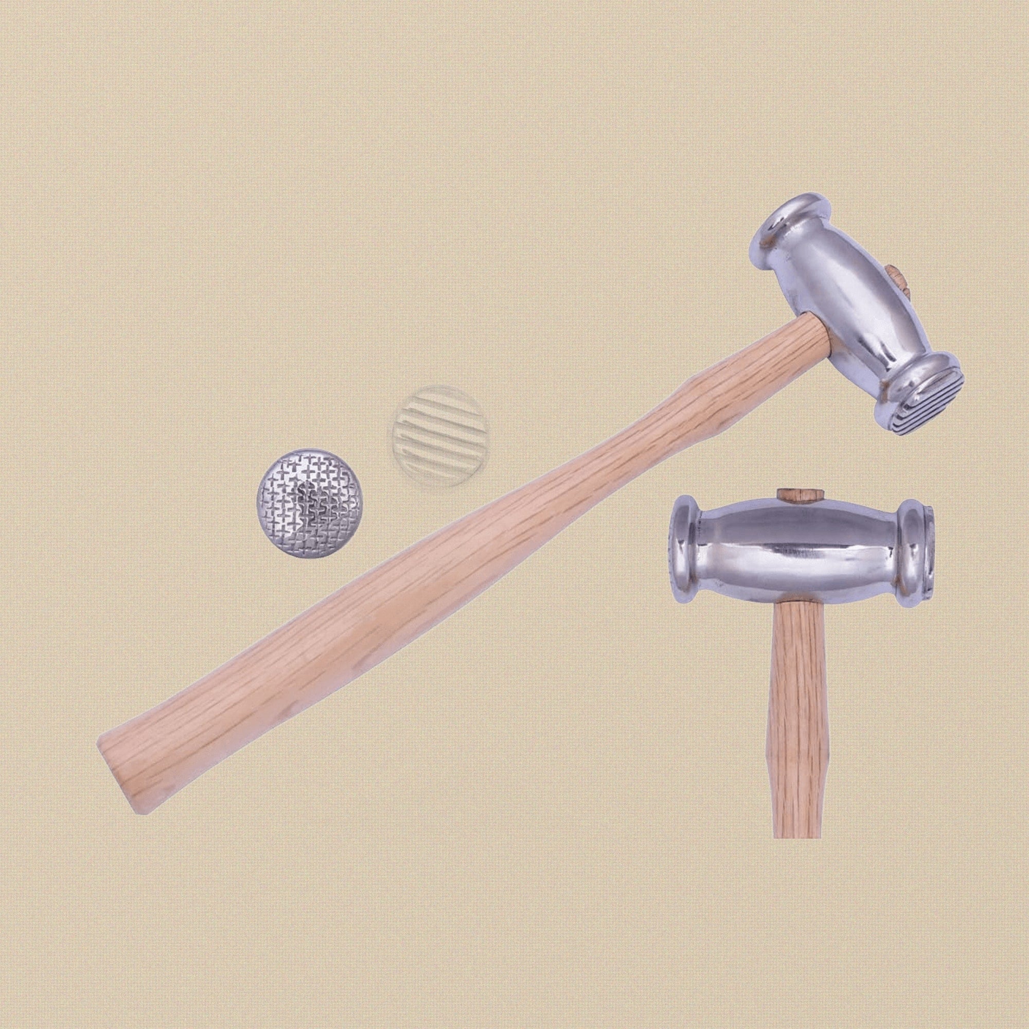 Dual Sided Texturing Hammer with Stripe and Weave Patterns, Metal Smithing Tool for Jewellery Crafts and Repousse Work | Jewellery Making Tools | Toolsmith Ltd UK