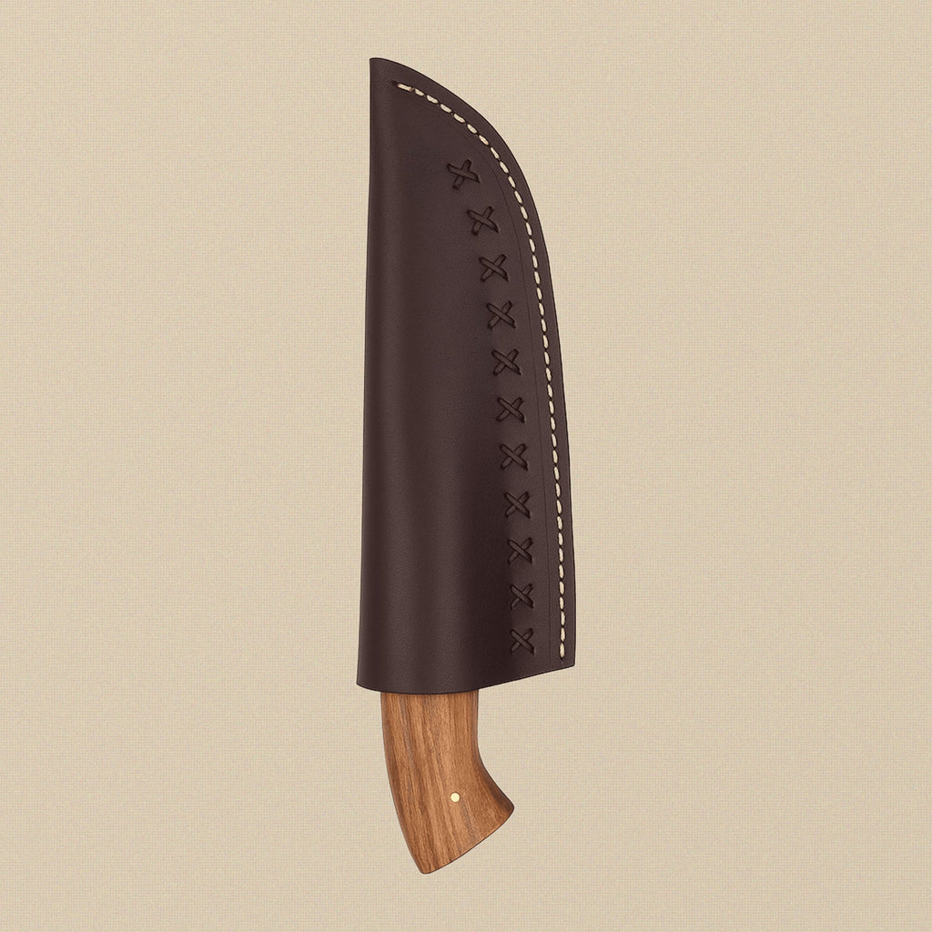 Four-Piece Damascus Chef Knife Set with Rosewood Handles and Leather Sheaths | Chef Knife Set | Toolsmith Ltd UK