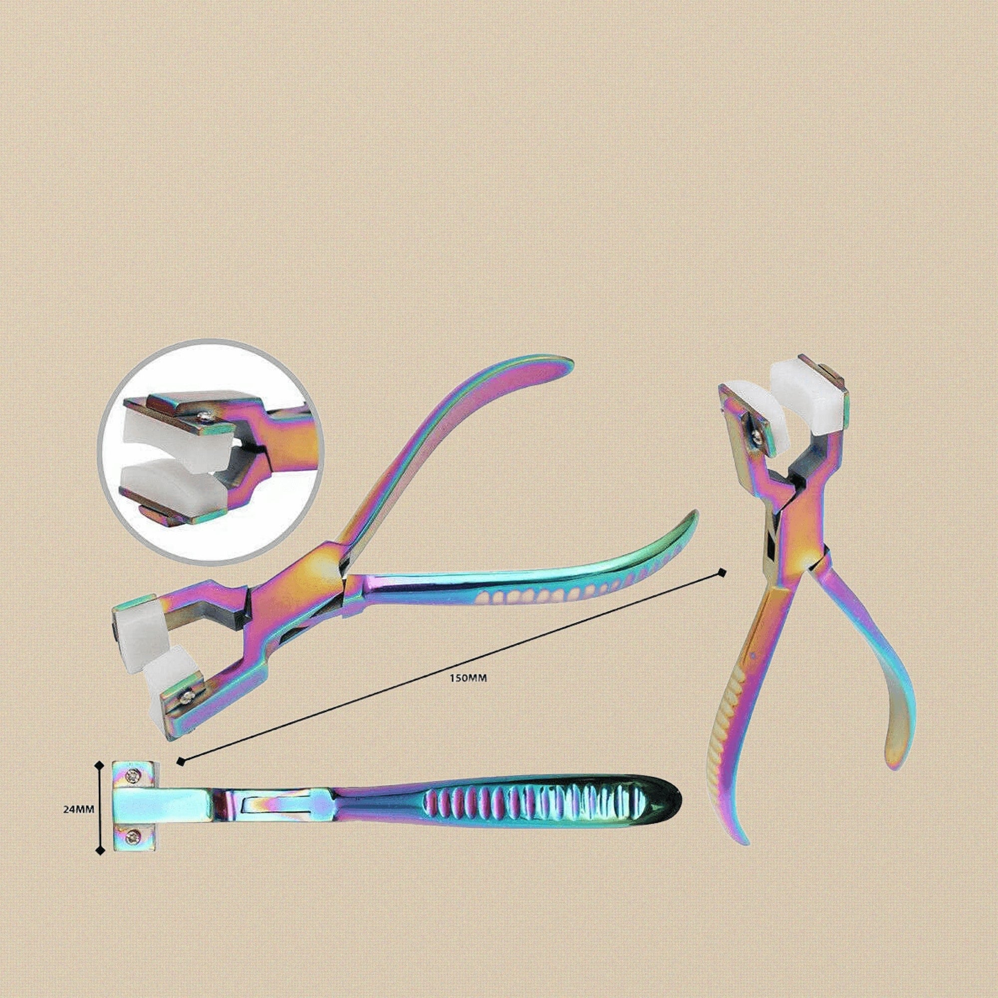 Rainbow Plasma Coated Pliers, Nylon Arc Jaws, Professional Watch Repair, Ring Bending and Bracelet Curving Tool, 150mm Length | Watch & Clock Tools | Toolsmith Ltd UK